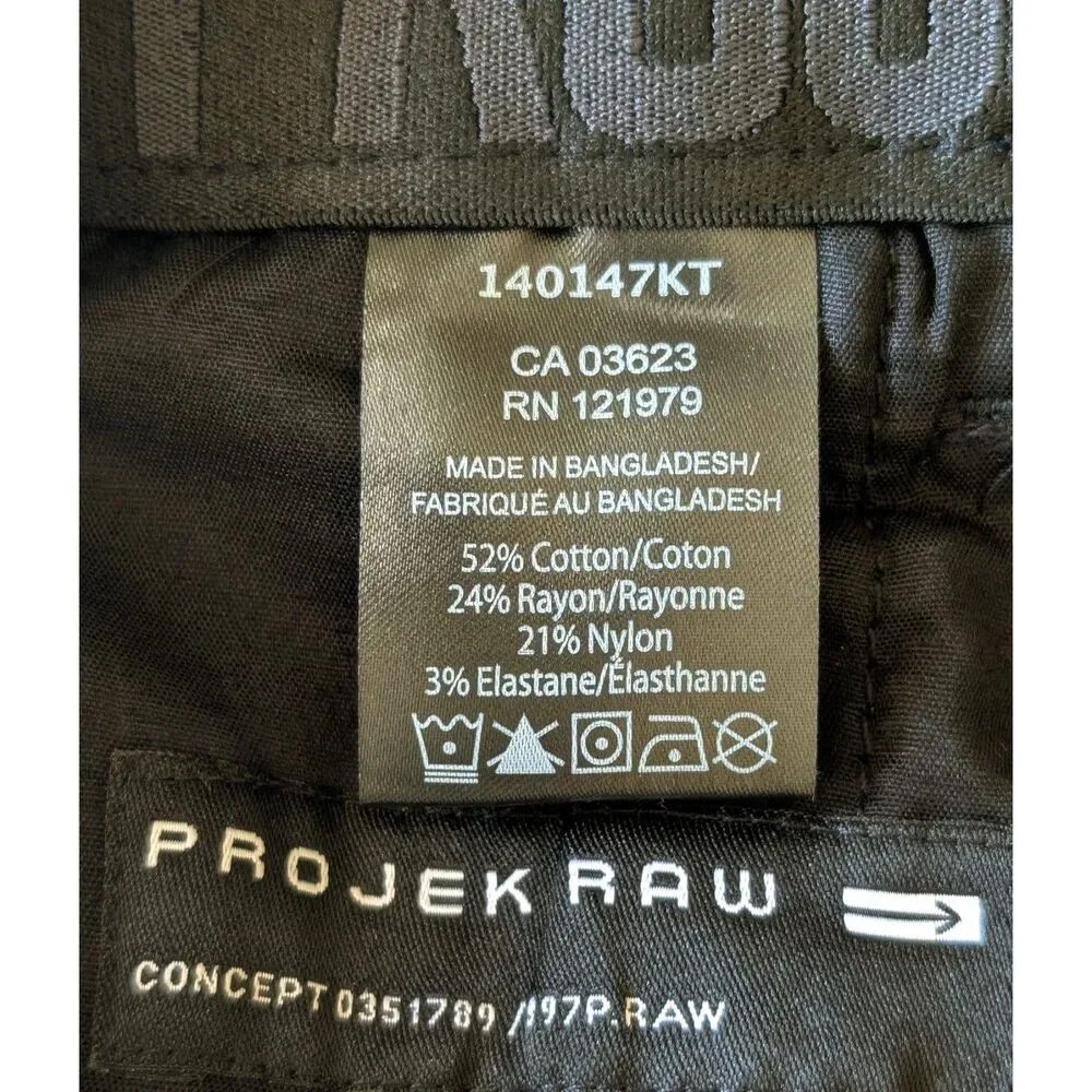 NWT   PROJEK RAW mens cargo Actiflex design charcoal pants  Sz 38